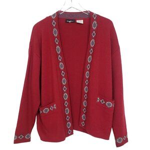 James Kenrob Cardigan Wool Blend Western Open Front Sweater Womens Size Medium